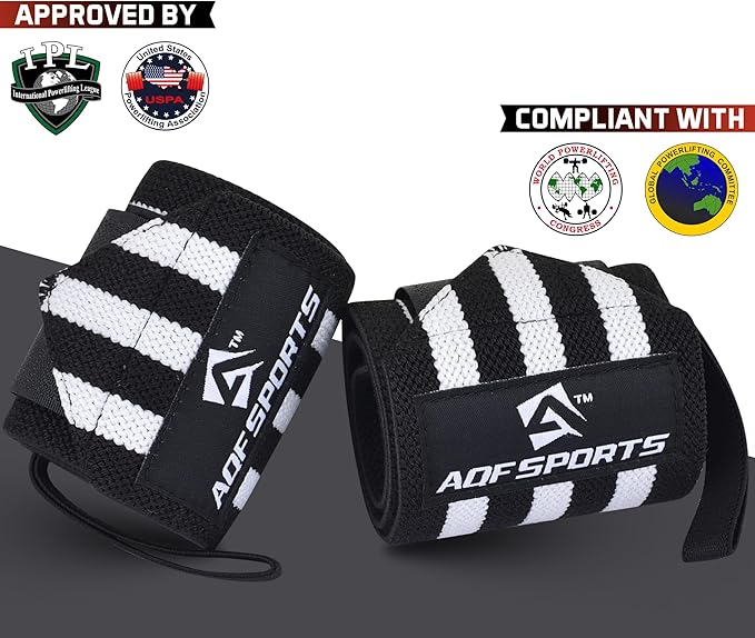 Wrist Wraps for Weightlifting - USPA & IPL Approved 18" Gym Wrist Support with Thumb Loop - Heavy Duty Lifting Wrist Straps for Fitness, Workout, Powerlifting, & Bodybuilding (Pair)