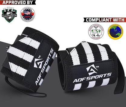 Wrist Wraps for Weightlifting - USPA & IPL Approved 18" Gym Wrist Support with Thumb Loop - Heavy Duty Lifting Wrist Straps for Fitness, Workout, Powerlifting, & Bodybuilding (Pair)