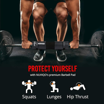 Barbell Pad Squat Pad for Lunges and Squats - Hip Thrust Pad for Standard and Olympic Bars - Provides Cushion to Neck and Shoulders While Training