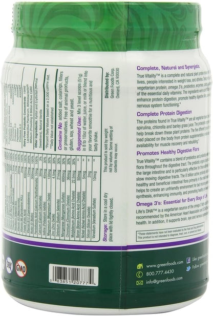 Green Foods True Vitality Plant Protein Shake, Vanilla, 25.2 Ounce
