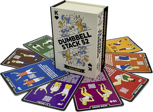 Dumbbell Exercise Cards. Dumbbell Workout Playing Card Game. Video Instructions Included. Perfect for Training with Adjustable Dumbbell Free Weight Sets and Home Gym Fitness. (2019 Mega Pack)