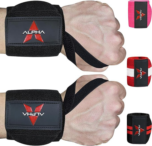 Alpha Sports Wrist Wraps for Weightlifting,Gym Exercise,Adjustable,Durable for Crossfit,Powerlifting, Bodybuilding, and Fitness Workouts,Enhanced Stability for Lifting,Training