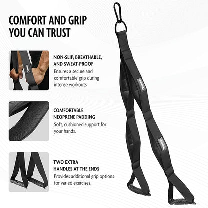 DMoose Tricep Rope Cable Attachment - Multi-Grip Gym Rope for Triceps, Back & Shoulders - Versatile Workout Tricep Pull Down Attachment for Muscle Isolation & Strength Training