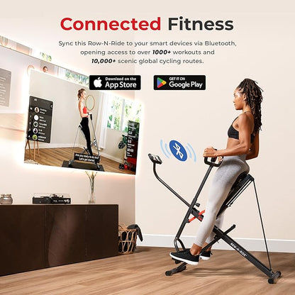 Sunny Health & Fitness Smart Upright Row-N-Ride Trainer w/Adjustable Resistance, Foldable Home Exercise Equipment for Arm, Glute & Leg Training, Free SunnyFit App Bluetooth Connect, Optional in Colors
