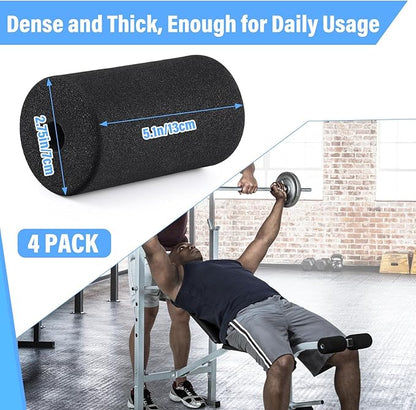 Deekin 4 Pcs Foam Foot Pads Roller Buffer Tube Cover for Home Gym Exercise Machine Equipment Replacement Pads for Leg Extension Weight Bench Inversion Table (0.87 x 2.75 x 5.1 Inches)