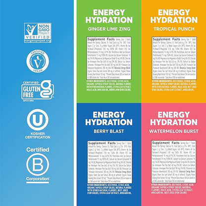 Nuun Hydration Energy Electrolyte Tablets with Caffeine, B Vitamins and Ginseng, Mixed Flavors, 5 Essential Electrolytes for Hydration, Vegan, Non-GMO, 4 Pack (40 Servings)
