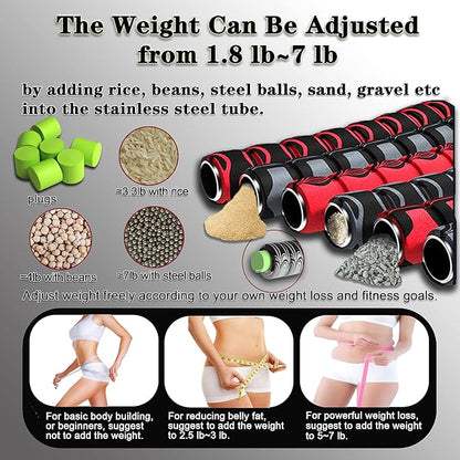 Weighted Fitness Hoop for Adults Kids Women 2lb ~ 5lb, 8 8 Detachable