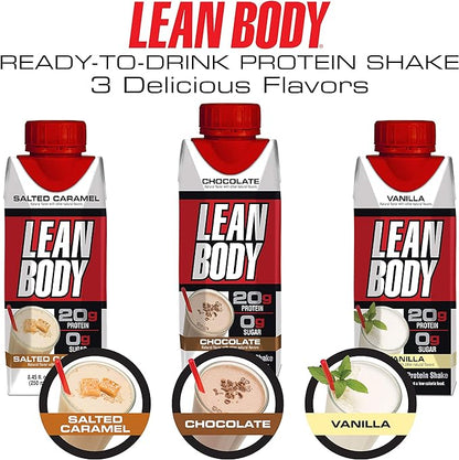 Labrada Lean Body Ready-to-Drink Chocolate Shake, 20g Protein, Whey Blend, 0 Sugar, Gluten Free, 22 Vitamins & Minerals, (Recyclable Carton & Lid - Pack of 4)