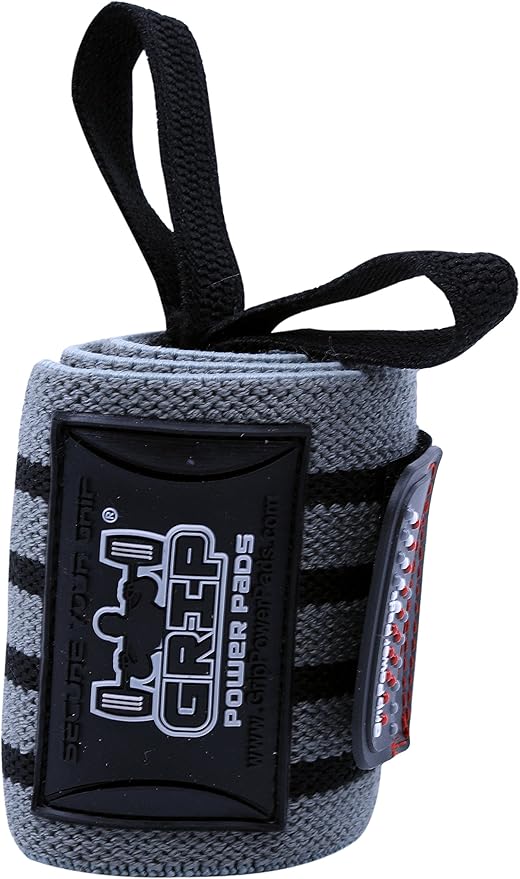Grip Power Pads Wrist Wraps 2 Wraps for Weight Lifting Wrist Support Cotton Wraps Gym Bandage Straps for Men & Women Premium Quality & PRO Rubber