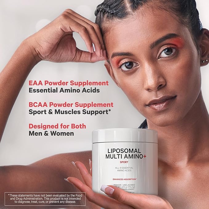 Codeage Liposomal Multi Amino Powder Supplement - BCAA & EAA Supplement All 9 Essential Amino Acids, Branched-Chain Amino Acid, Pre & Post Workout, Unflavored, Liposomal Delivery, Non-GMO, 6.15 oz
