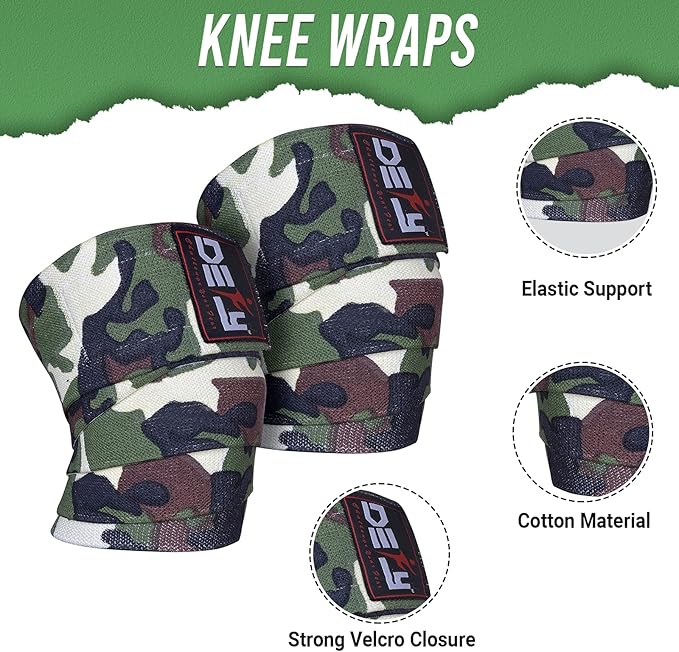 DEFY Sports' Knee Wraps for Weightlifting - Provides Knee Support for Powerlifting, Squats & Fitness Workouts