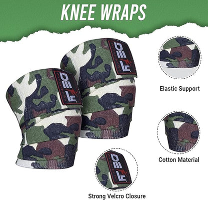 DEFY Sports' Knee Wraps for Weightlifting - Provides Knee Support for Powerlifting, Squats & Fitness Workouts