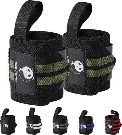Slim Panda Weightlifting Wrist Wraps- Upgraded Wrist Support with Heavy Duty Thumb Loop for Powerlifting, Bodybuilding, and Weight Lifting Men & Women
