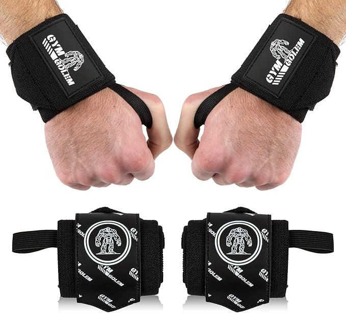 Black Weight Lifting Wrist Wraps - 2 Straps with Thumb Loop & Velcro for Men & Women, Premium Gym Wrist Wraps Support, Ideal for Powerlifting, Crossfit, and Bodybuilding.