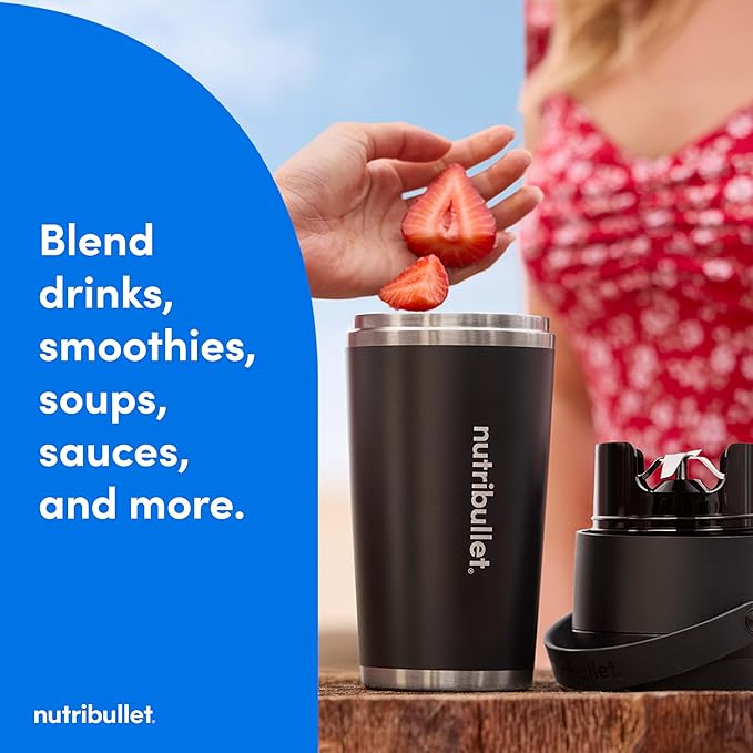 nutribullet Flip Portable Blender with Tritan Cup, Cordless, Black, NBPB10350