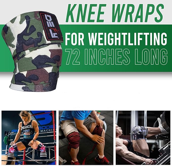 DEFY Sports' Knee Wraps for Weightlifting - Provides Knee Support for Powerlifting, Squats & Fitness Workouts