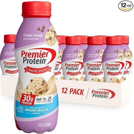 Premier Protein Shake, Cookie Dough, 11.5 Fl Oz (12 Pack), 30g Protein, 1g Sugar, 3g Carbs