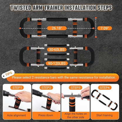 Twister Arm Trainer, 30-120lb Adjustable Resistance Twister Arm,Chest Exerciser with 4 Spring & Training Poster for Men & Women, Chest Workout Device Equipment for Chest Clip Muscle & Arm Strength