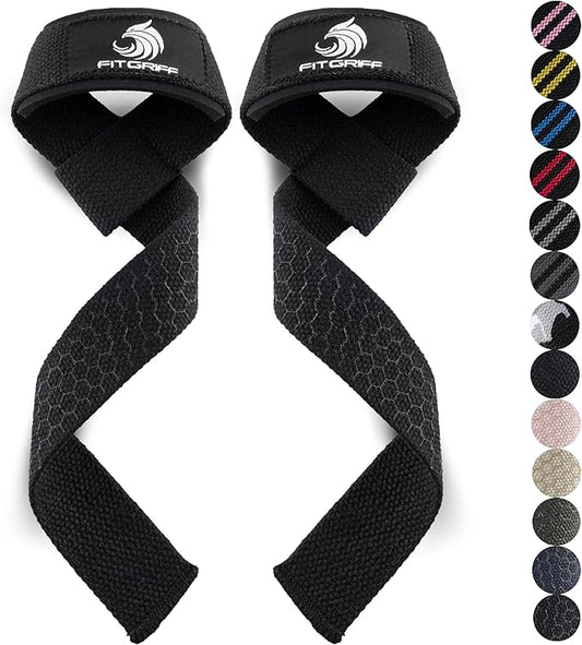 Fitgriff® Lifting Wrist Straps for Weightlifting, Gym, Deadlift, Workout (Made of Premium Cotton & Padded) - Men & Women