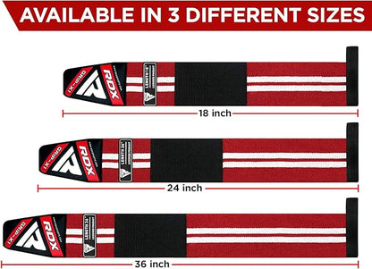 RDX Weight Lifting Wrist Support Wraps, 36” 24” 18” Professional Grade Elasticated Cotton Straps, Gym Fitness Workout Strength Training Bodybuilding Powerlifting Deadlifting Calisthenics, Men Women