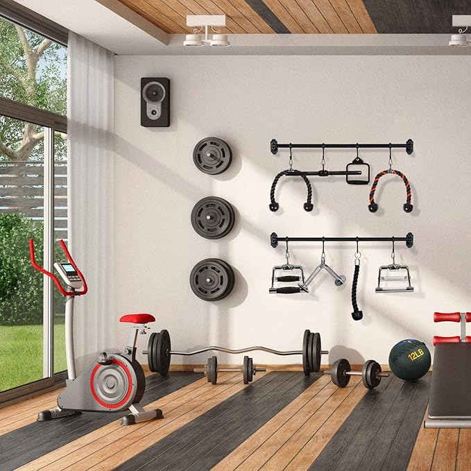 Yes4All Cable Machine Attachment, Tricep Straight Bar, V Bar, LAT Pulldown Attachments/Accessories Load 880lbs for Home Gym