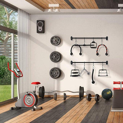 Yes4All Cable Machine Attachment, Tricep Straight Bar, V Bar, LAT Pulldown Attachments/Accessories Load 880lbs for Home Gym
