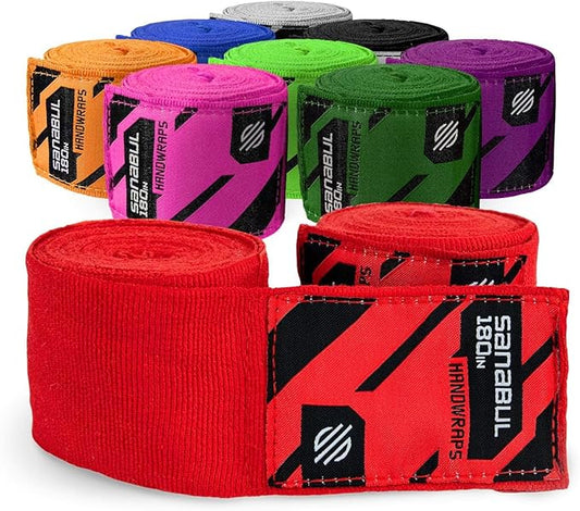 Sanabul Elastic 180 inch Boxing Hand Wraps for Boxing Gloves Muay Thai Kickboxing MMA Wraps for Men & Women