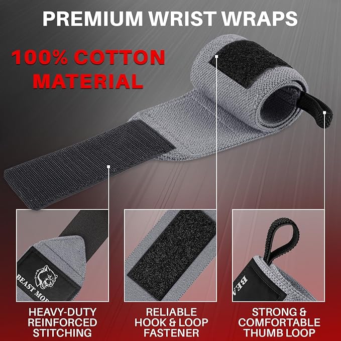 TECEUM Weightlifting 18" & 12" Wrist Wraps with Thumb Loop – Heavy Duty Wrist Workout Braces for Men and Women – Ideal for Powerlifting, Strength Training, Bodybuilding