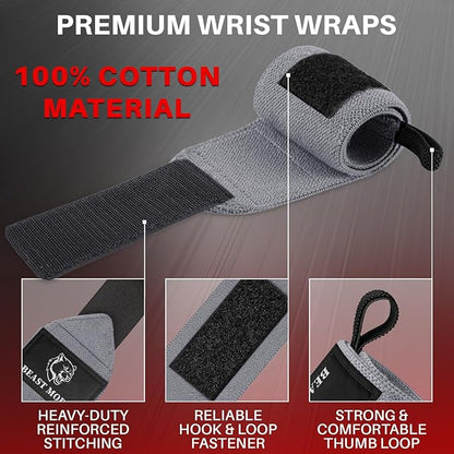 TECEUM Weightlifting 18" & 12" Wrist Wraps with Thumb Loop – Heavy Duty Wrist Workout Braces for Men and Women – Ideal for Powerlifting, Strength Training, Bodybuilding