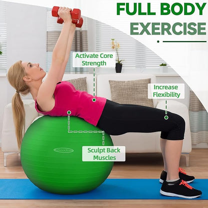 Anti-Burst and Slip Resistant Exercise Ball Yoga Ball 2,000-Pound Capacity,