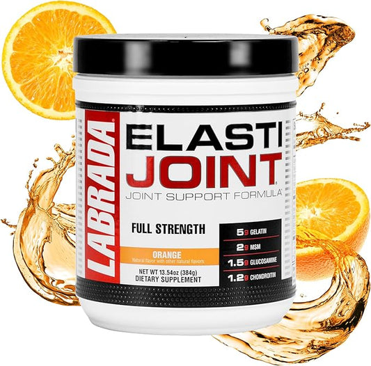 Labrada Nutrition Elastijoint, Orange Flavor,Glucosamine Joint Support Supplement Powder for Men & Women, Joint Pain Relief & Bone Health Supplement with MSM, Glucosamine Chondroitin MSM Gluten-Free