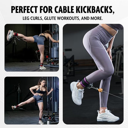 DMoose Fitness Ankle Straps for Cable Machines - One Size Fit with Premium Padding, Glute Kickback Ankle Strap for Women & Men, Cable Attachments for Gym, Booty Workouts, Leg Extension & Hip Abductors