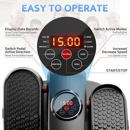 Under Desk Elliptical Machine, Ellipse Exerciser as Seen on TV for Seniors with Remote Control & 12 Adjustable Speeds, Elliptical Machine for Home
