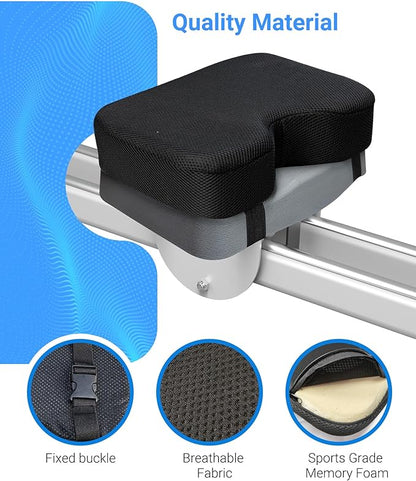 Rowing Machine Seat Cushion, Compatible Concept2 and Other Row Machines, Custom Memory Foam for Perfectly Fit, Washable Cover with Anti-Slip Fastening Strap - Concept 2 Rower Accessories Black