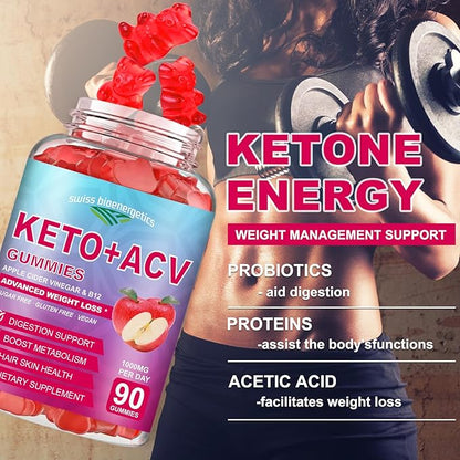 (2 Pack) 180 CT Keto Apple Cider Vinegar Gummies - Organic Keto ACV Gummy Diet Supplement - Organic ACV Gummies Keto +ACV Natural Folic Acid Vitamin B12 and B6 Beet Root for Women Men (1000MG)