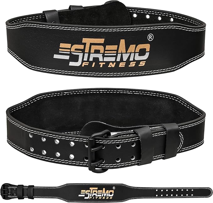 ESTREMO Weight Lifting Belt Leather courted Power Lifting 4 Inches