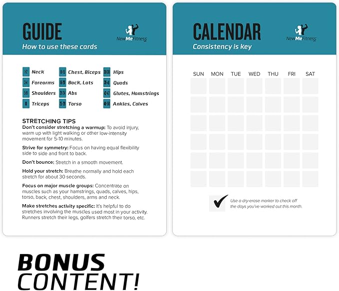 Stretching Workout Cards - Instructional Fitness Deck