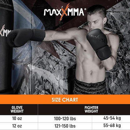MaxxMMA Pro Style Boxing Gloves for Men & Women, Training Heavy Bag Workout Gloves, Muay Thai, Sparring Kickboxing Punching Bag Work Fight Gloves