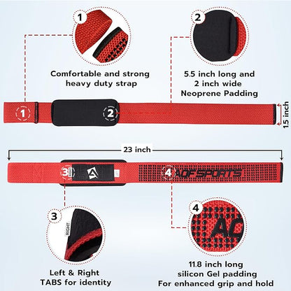 Lifting Wrist Straps for Weightlifting, Powerlifting & Deadlifts – 23” Neoprene Padded Cotton Straps for Strength Training & Gym Workouts - Maximum Grip Support for Men & Women