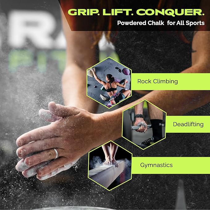 Gym Chalk | Magnesium Carbonate Athletic Chalk for Excellent Grip - Gym Workout Grip Chalk for Weightlifting & Gymnastics.