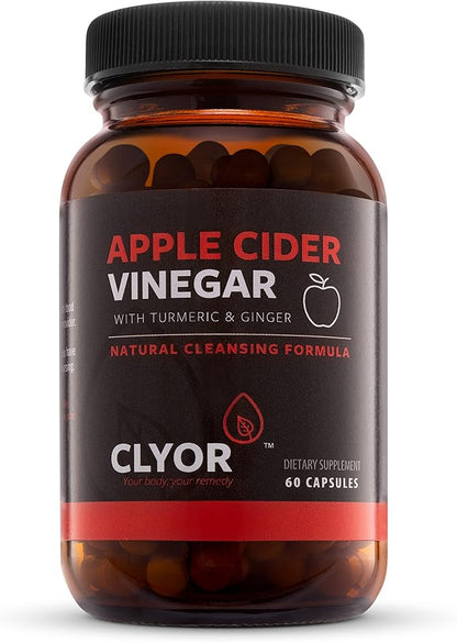 Apple Cider Vinegar Pills | Detox, & Cleanse with Turmeric & Ginger | Healthy Digestion, Professional Strength Organic | 60 500mg ACV Vegan, Kosher | Made in The USA