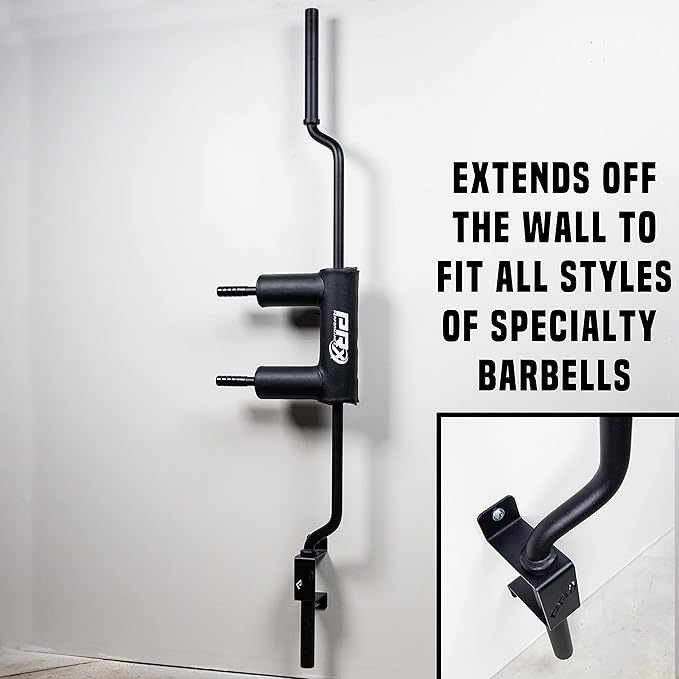 PRx Performance Specialty Bar Storage Rack Safety Squat Weight Barbell Holder USA Made Wall Mounted Space Saving Home Garage Gym Fitness Workout Equipment