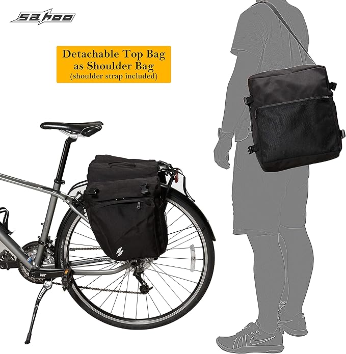 Bike Rack Pannier Bag 3 in 1 Rear Rack Carrier Trunk Bag, Water Resistance 37L Large Capacity Bike Rear Panniers