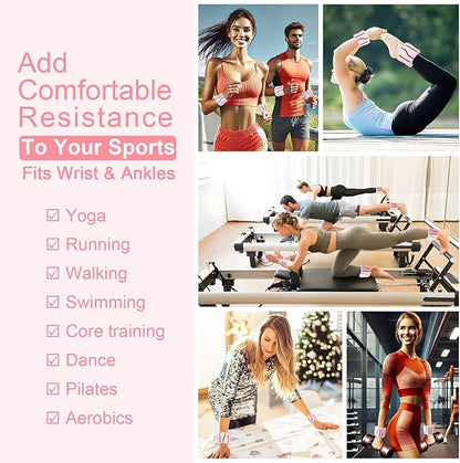 ADLIFE Adjustable Wrist Ankle Weights for Women Men Kids, 2 Lbs Wearable Arm Leg Weights Set of 2(1 Lb Each), Weighted Wristbands Exercise Weights for Walking Running Pilates Yoga Home Gym Workout