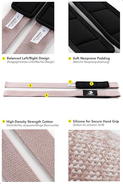 Fitgriff® Lifting Wrist Straps for Weightlifting, Gym, Deadlift, Workout (Made of Premium Cotton & Padded) - Men & Women