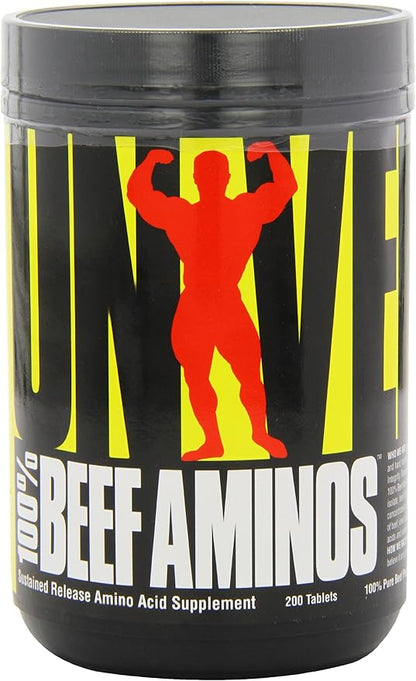 Universal Nutrition - 100% Beef Aminos -3g of Beef Protein Isolate for Recovery and Growth - 200 Tabs