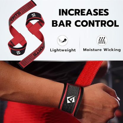 Lifting Wrist Straps for Weightlifting, Powerlifting & Deadlifts – 23” Neoprene Padded Cotton Straps for Strength Training & Gym Workouts - Maximum Grip Support for Men & Women