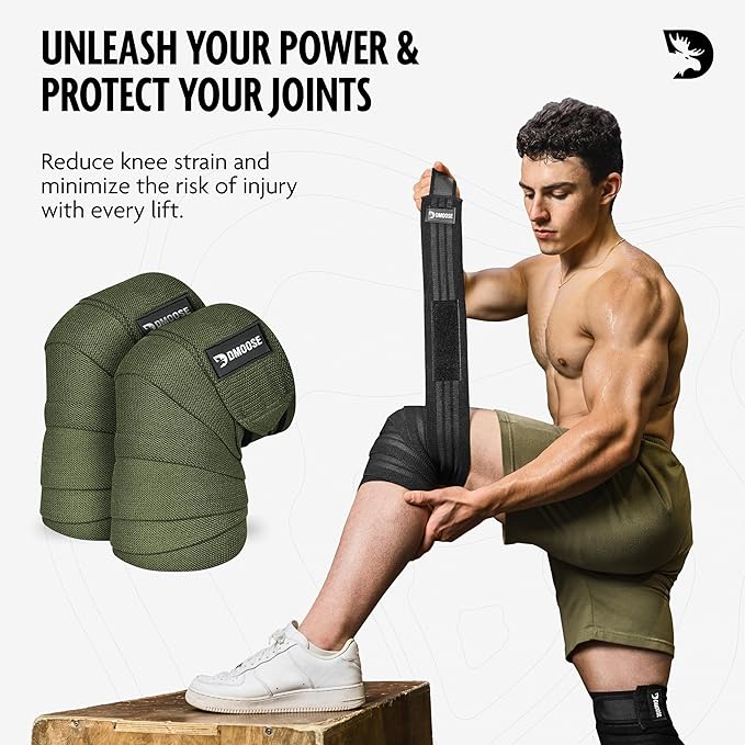USPA Approved 78” Knee Wraps for Weightlifting Men & Women (Pair) - Premium Cotton Straps for Joint Stability & Pain Relief - Adjustable Fit Gym Knee Wrap Support for Powerlifting, Leg Press & Squats