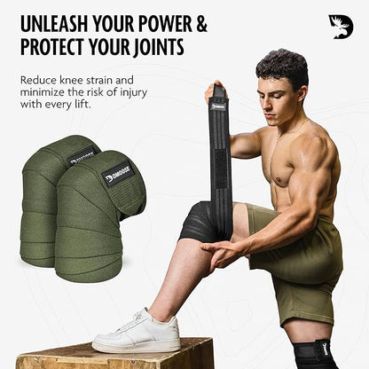 USPA Approved 78” Knee Wraps for Weightlifting Men & Women (Pair) - Premium Cotton Straps for Joint Stability & Pain Relief - Adjustable Fit Gym Knee Wrap Support for Powerlifting, Leg Press & Squats