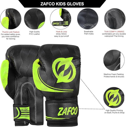 Zafco Kids Boxing Gloves for Kids Junior Muay Thai Kick Boxing Training MMA Punching Bag Children Youth